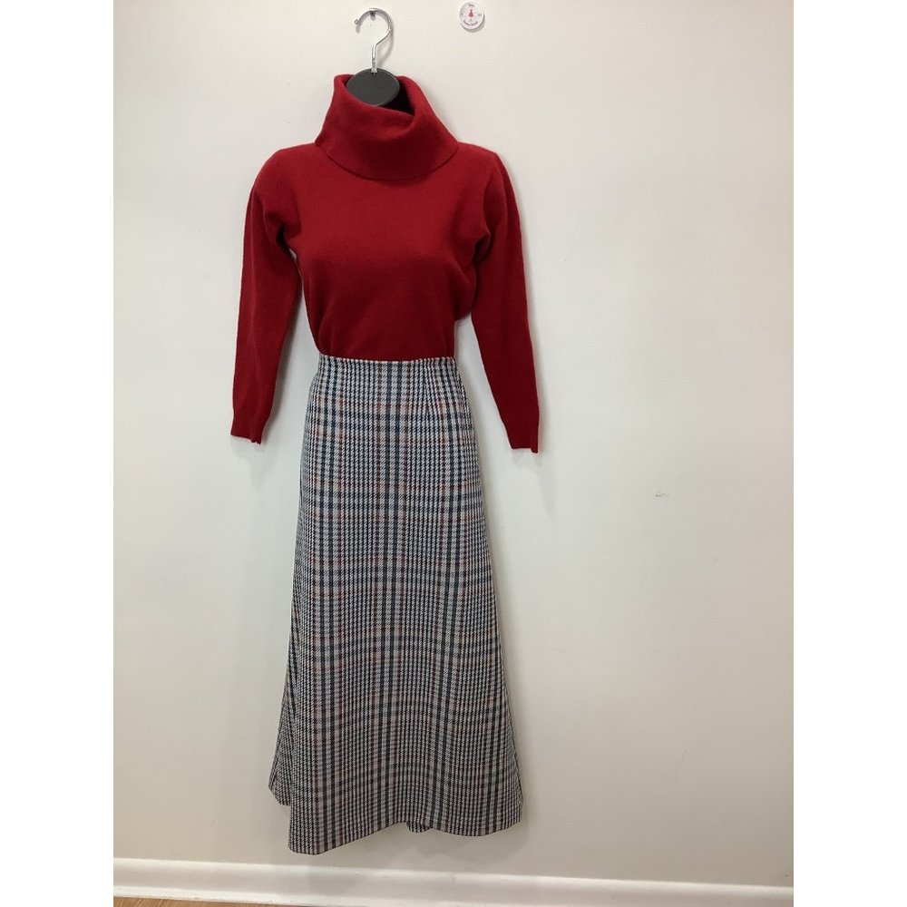 Vintage 1960s -1970s side zip plaid maxi skirt possibly homemade- Small/Medium